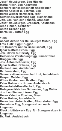 Josef Meusburger, Egg Müehle Maria Hiller, Egg Kämmern Sennerei